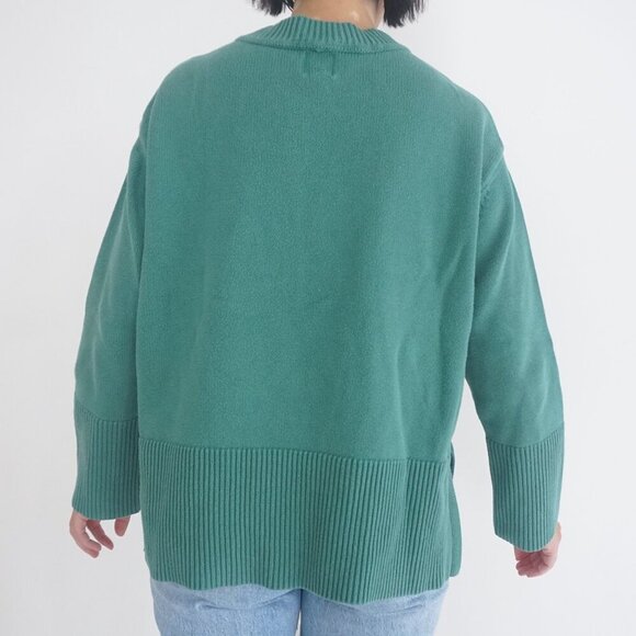 Vintage Gap Green Fine Knit Ribbed Lightweight Thick Cotton Sweater Large - Picture 3 of 10
